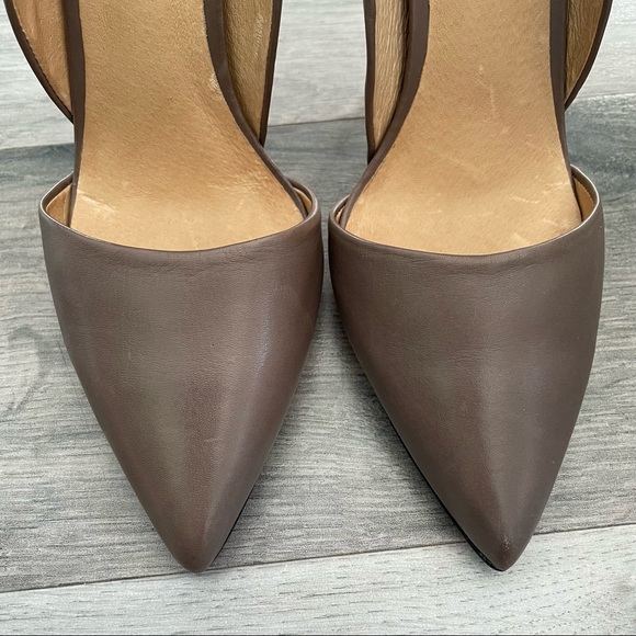 L.A.M.B Dark Tan Soft Leather Pointed Shoe Silver Stiletto Heel Women Size: 8.5 - Picture 5 of 16